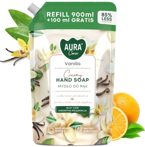 Zestaw 3x1000 ml AURA Care Mydło Do Rąk Uzupełniające Lawenda Róża Wanilia