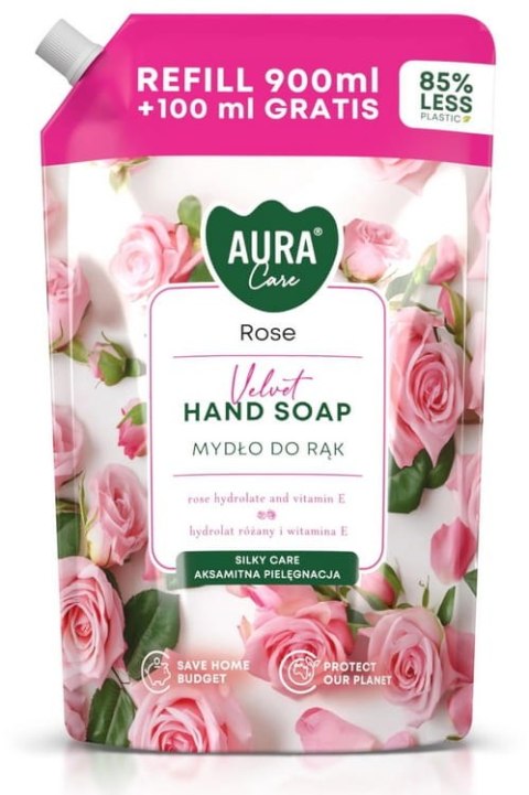 Zestaw 3x1000 ml AURA Care Mydło Do Rąk Uzupełniające Lawenda Róża Wanilia