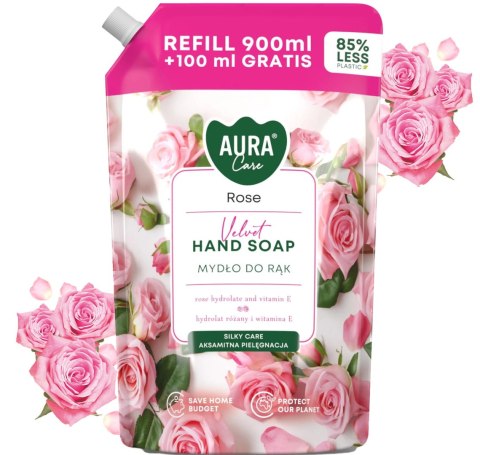 Zestaw 3x1000 ml AURA Care Mydło Do Rąk Uzupełniające Lawenda Róża Wanilia