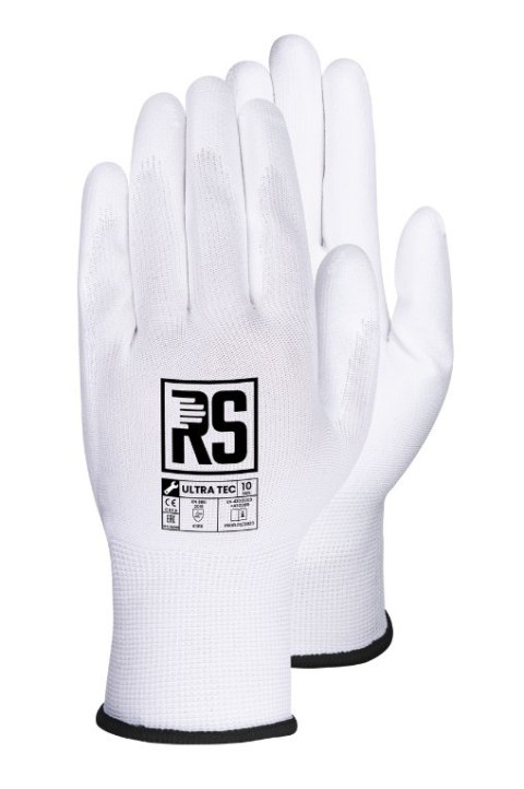 RĘKAWICE NYLON + POLIURETAN ULTRA TEC (RNYPO) BIAŁA R.10