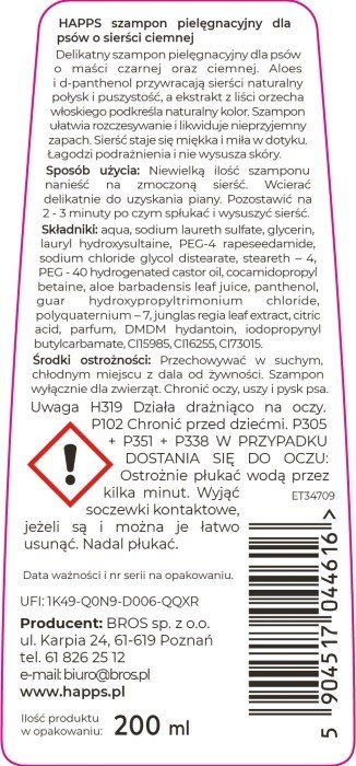 HAPPS - szampon pielęgnacyjny dla psów o sierści ciemnej 200ml
