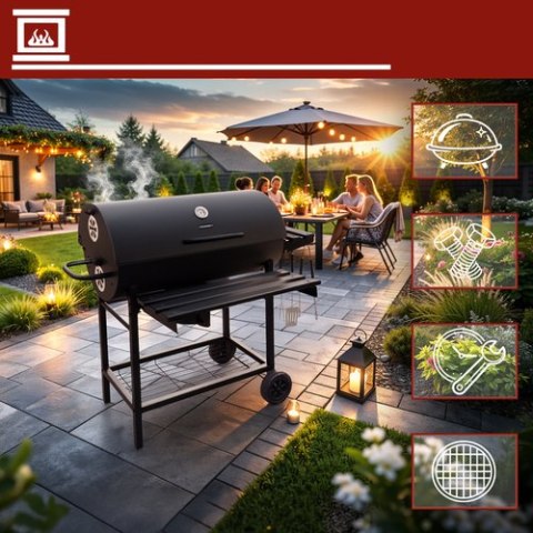 Grill Ogrodowy Z Pokrywą 108x67x96cm Kaminer