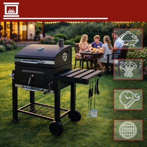 Grill Ogrodowy Z Pokrywą 114x67x120cm Kaminer