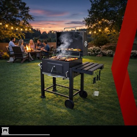 Grill Ogrodowy Z Pokrywą 114x67x120cm Kaminer