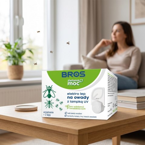 BROS - Zielona Moc Elektro Lep Na Owady z Lampką UV - Urządzenie + 2 Lepy