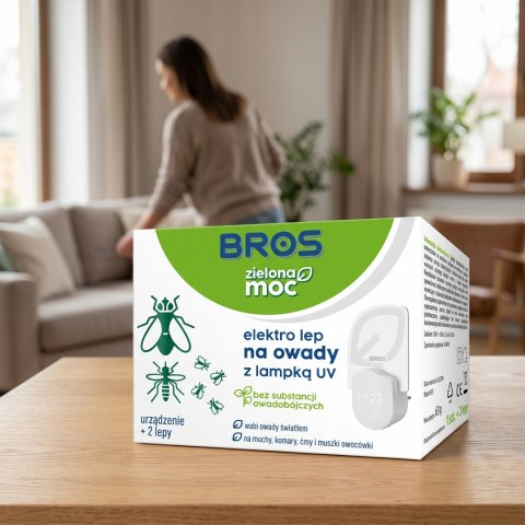 BROS - Zielona Moc Elektro Lep Na Owady z Lampką UV - Urządzenie + 2 Lepy