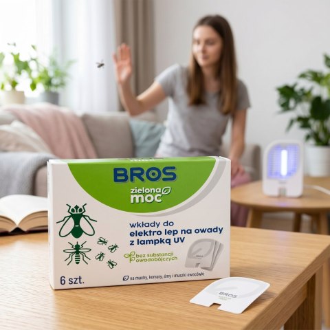 BROS - Zielona Moc Wkłady Do Elektro Lep Na Owady z Lampką UV 6szt