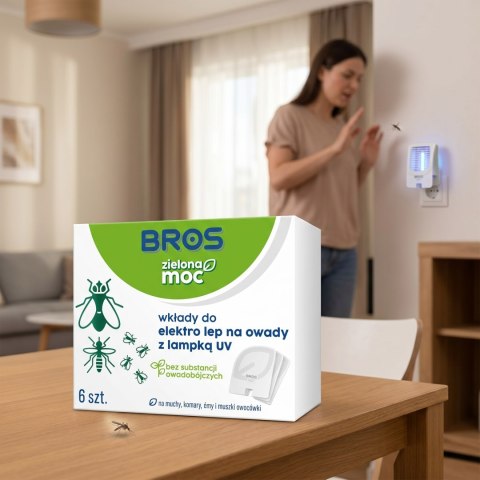 BROS - Zielona Moc Wkłady Do Elektro Lep Na Owady z Lampką UV 6szt