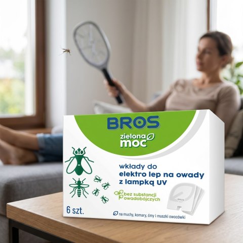 BROS - Zielona Moc Wkłady Do Elektro Lep Na Owady z Lampką UV 6szt